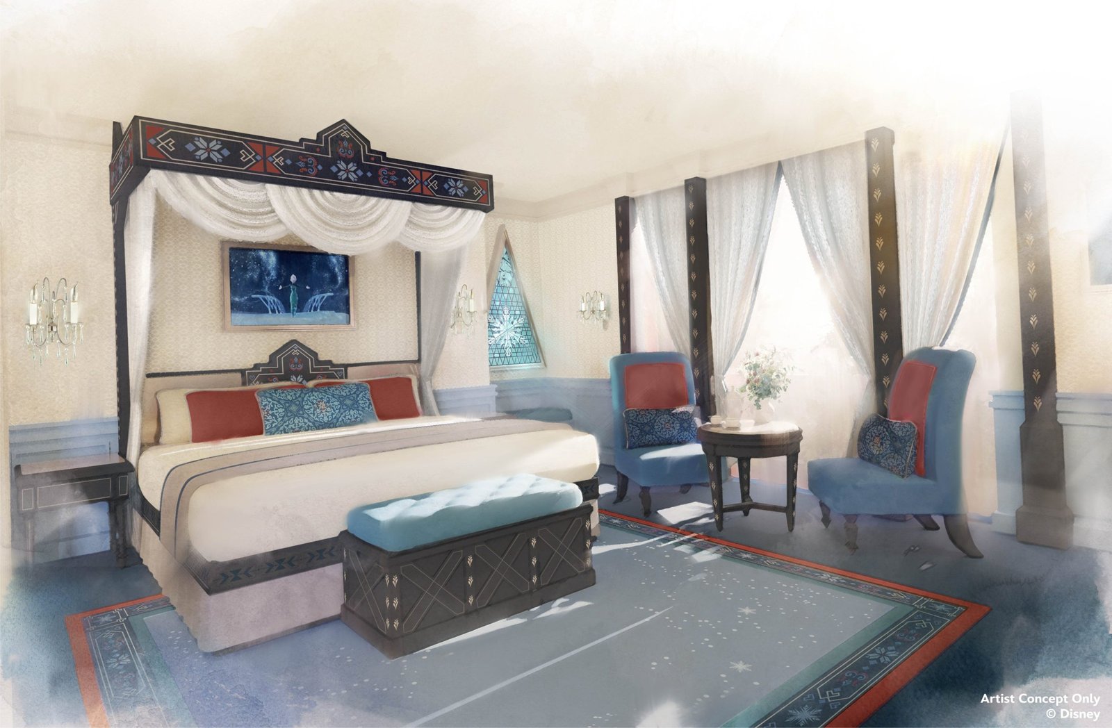 Concept Art de la suite Reine des Neiges au Disneyland Hotel